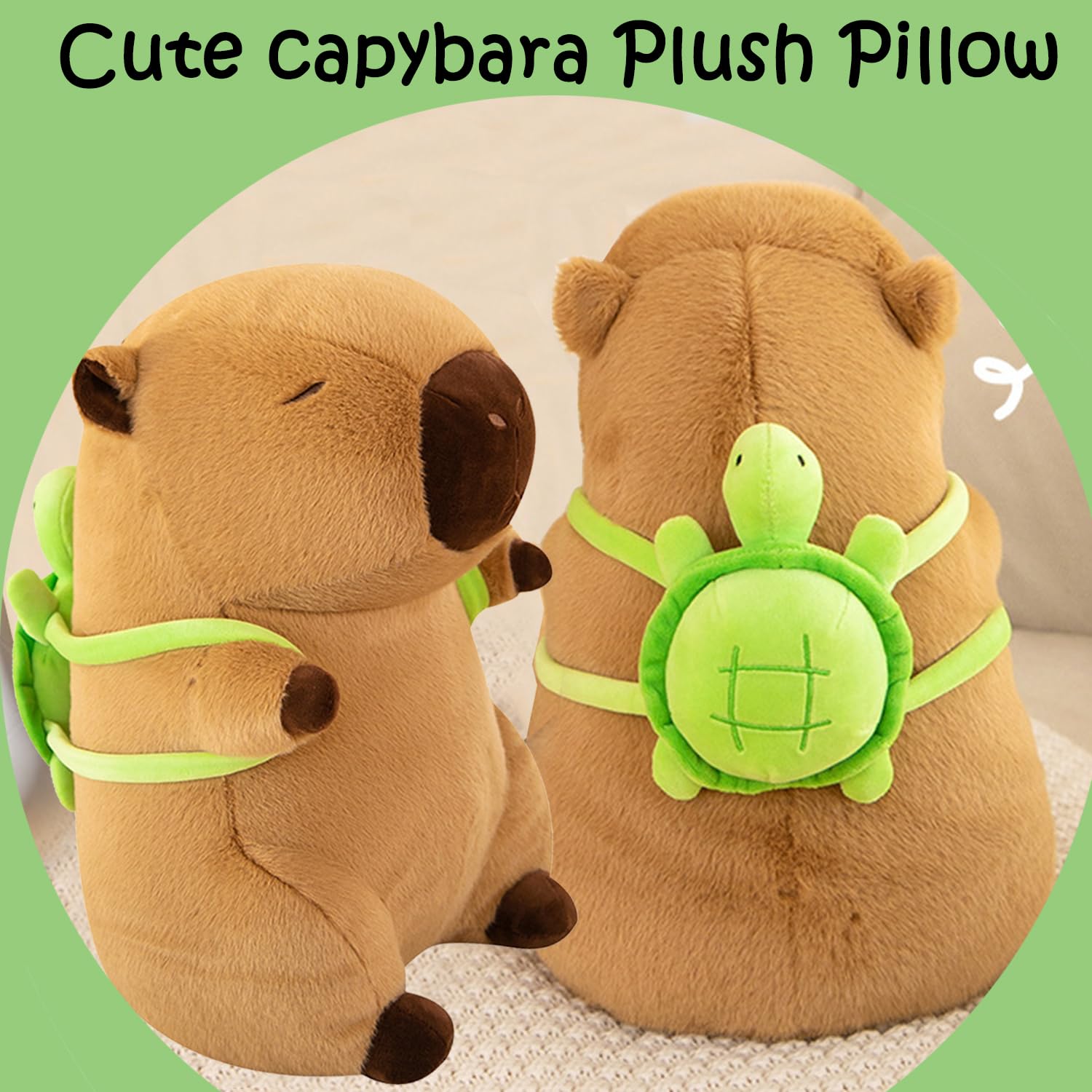 Atsmoce 25 cm Capybara Pelüş Hayvan, Capybara Pelüş, Kaplumbağa Sırt Çantası ile Pelüş Hayvan, Çocuklar için Hediye