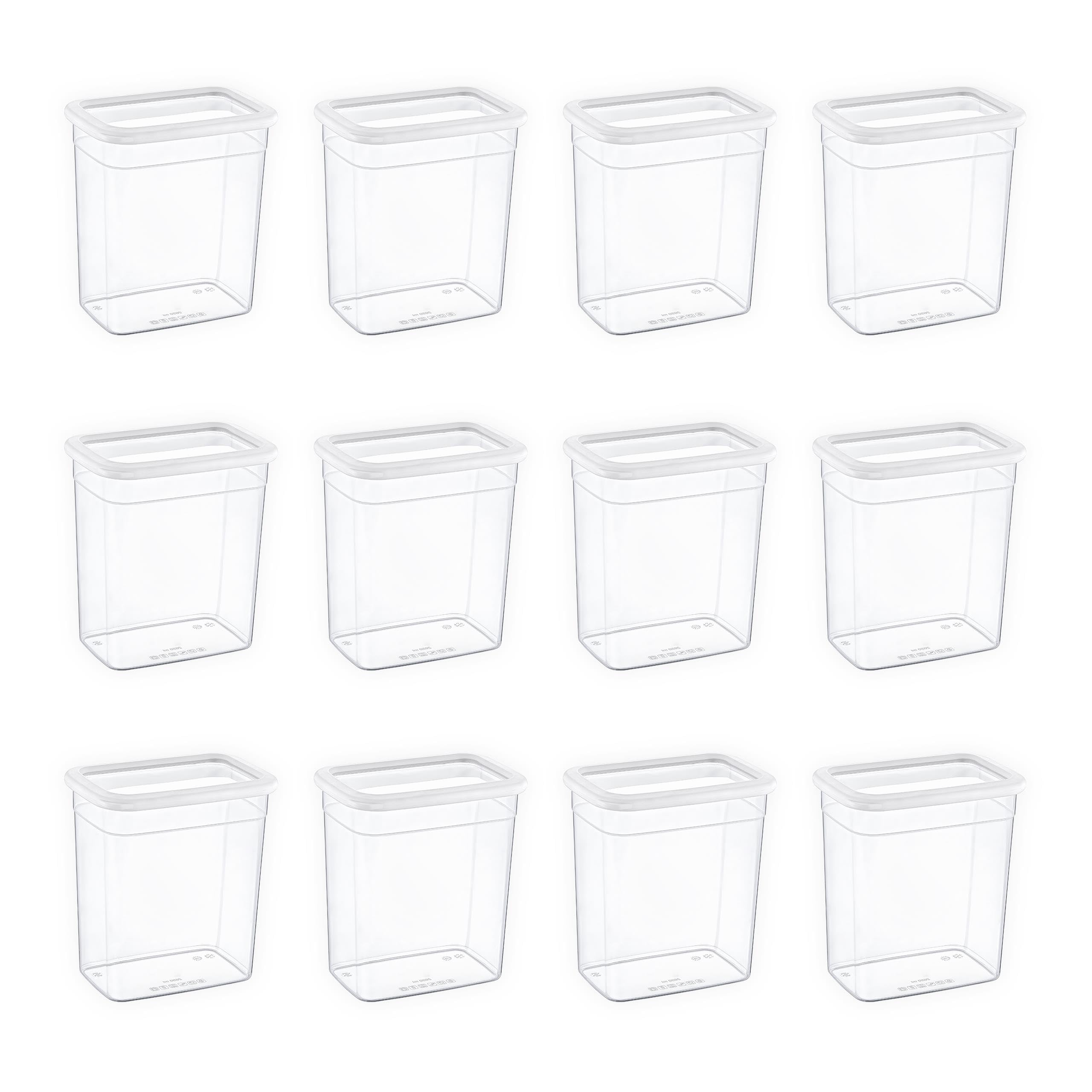 Smartware 12'Li Set Skali Dikdörtgen Saklama Kabı Beyaz 2350 ML