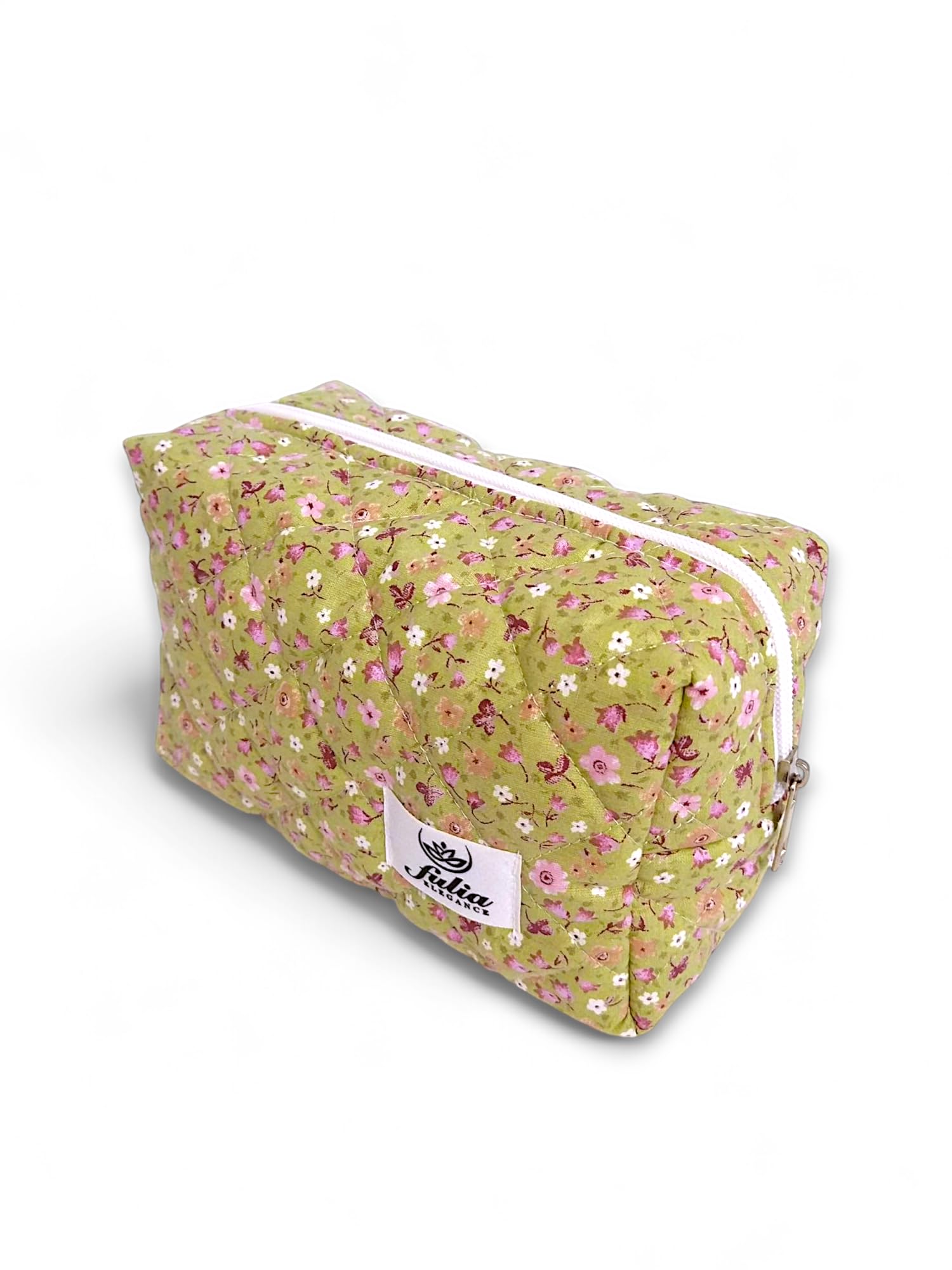 Fulia Elegance Makyaj Çantası | Makeup Bag | Kapitone Bakım Seyahat Kozmetik Çantası (Yeşil)