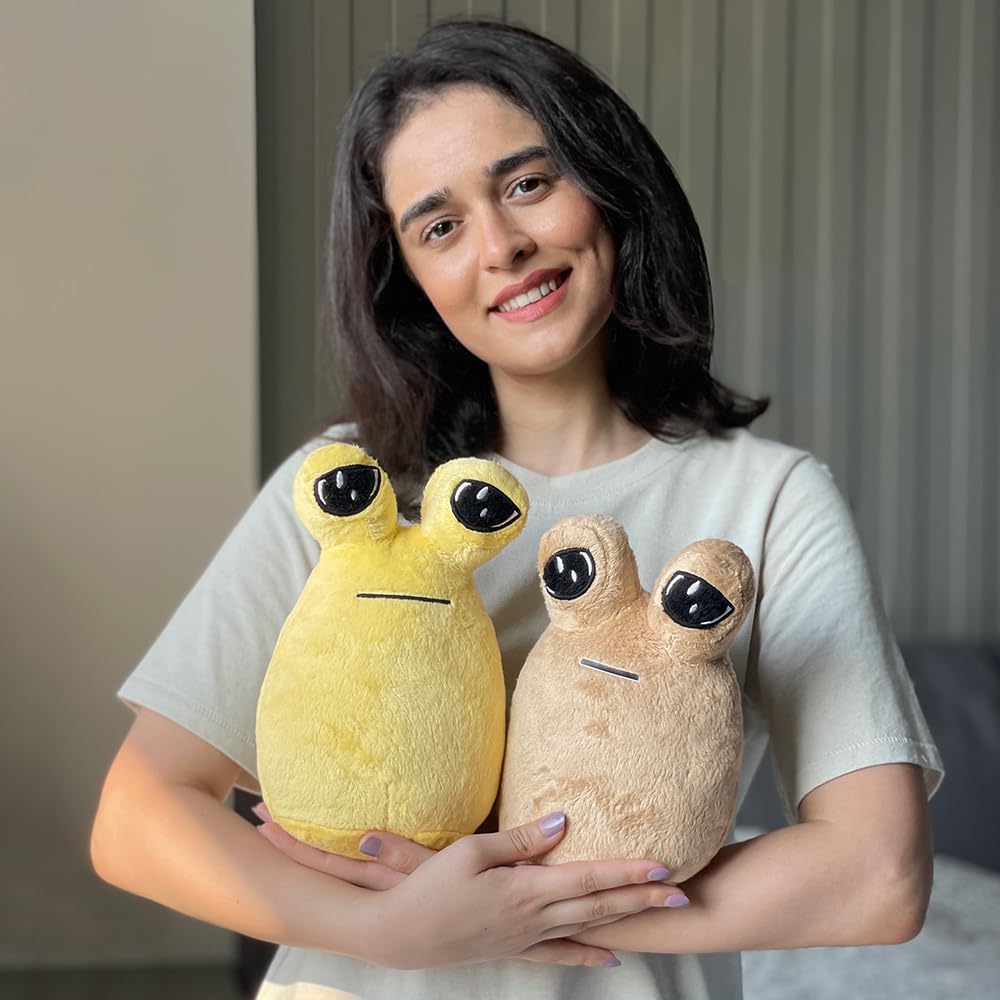 Özgüner Oyuncak Pelüş Ayıcık Poe, Kahverengi Ayı, Doldurulabilir Pou, Uzaylı Pelüş Oyuncak, Evcil Hayvanım (Kahve)