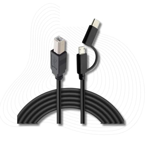 Lunatic 3351 Type C +Micro Usb Yazıcı Printer Piyano Midi Bağlantı Kablosu Hızlı USB C USB B Midi cihazını müzik kaydı/oynatma veri iletimi için bilgisayarA bağlamaYı sağlar(Ln-3351 Type C+Micro Usb)