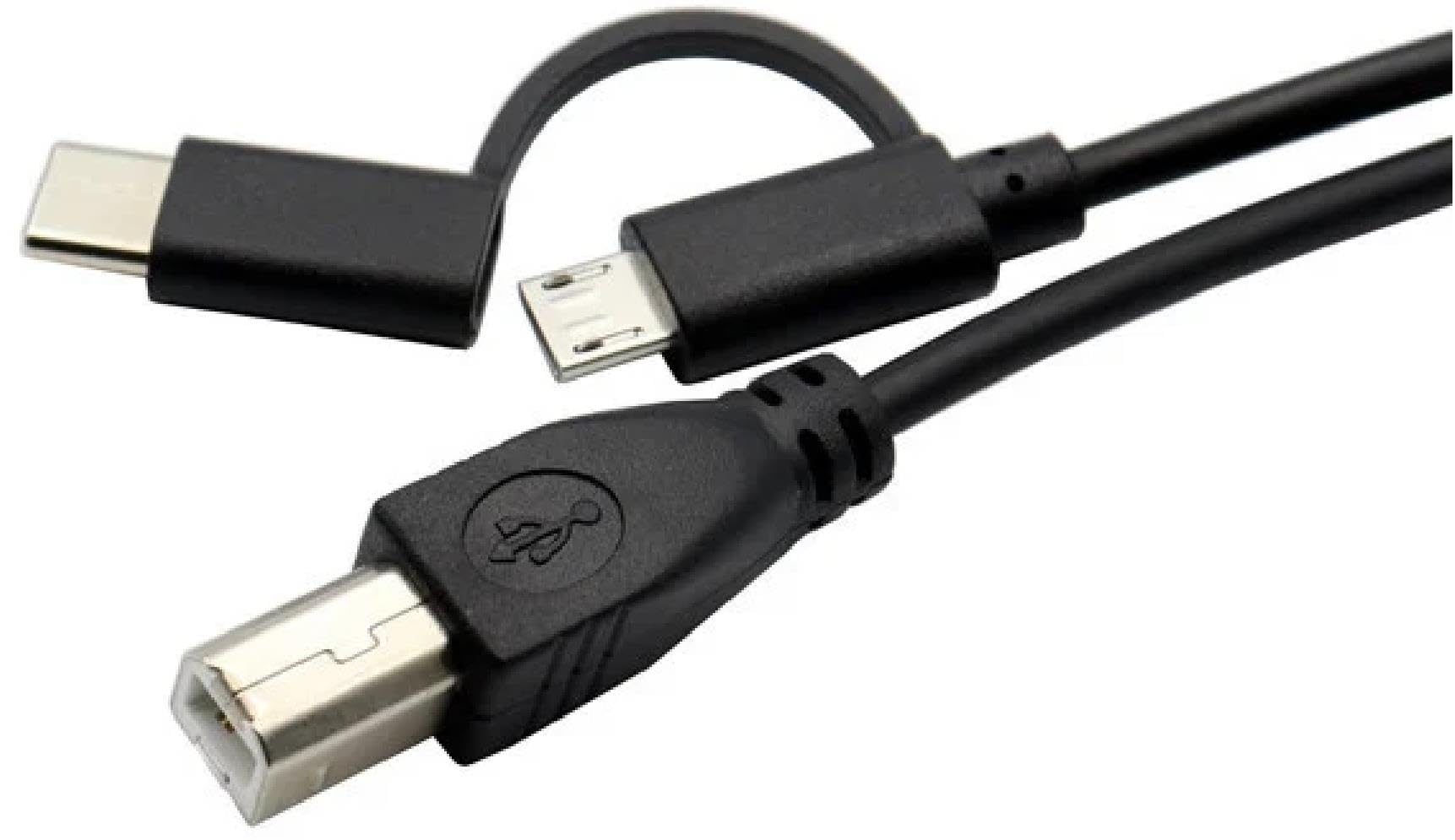 Lunatic 3351 Type C +Micro Usb Yazıcı Printer Piyano Midi Bağlantı Kablosu Hızlı USB C USB B Midi cihazını müzik kaydı/oynatma veri iletimi için bilgisayarA bağlamaYı sağlar(Ln-3351 Type C+Micro Usb)