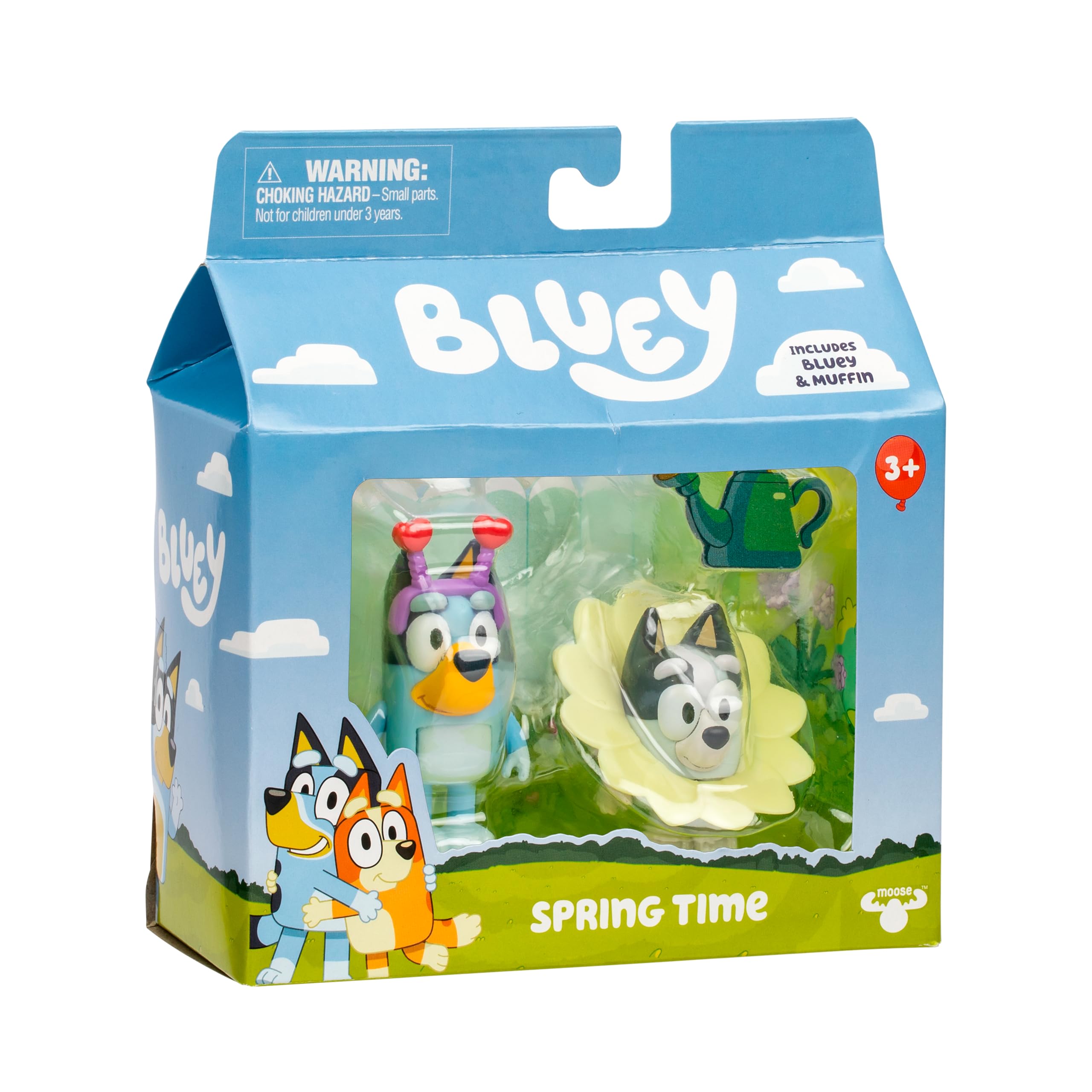 Bluey and Muffin 2'li Oyuncak Figür Oyun Seti, Bahar Zamanı Küçük Çocuk Heykelcik Oyuncak Seti, Giydirme Aksesuarlarıyla birlikte, 3-5 Yaş Çocuklar için Poz Verilebilir Bluey Figürinler