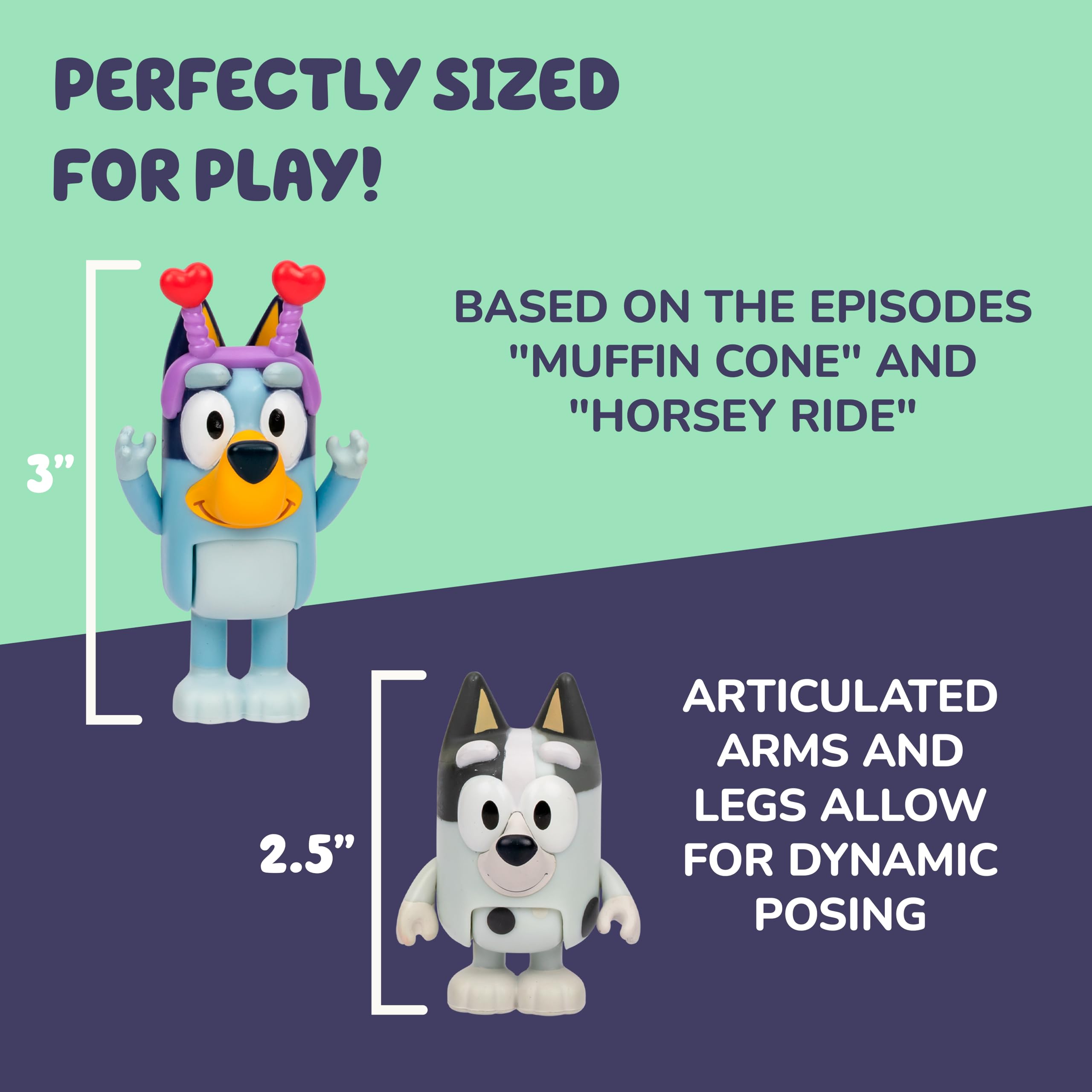 Bluey and Muffin 2'li Oyuncak Figür Oyun Seti, Bahar Zamanı Küçük Çocuk Heykelcik Oyuncak Seti, Giydirme Aksesuarlarıyla birlikte, 3-5 Yaş Çocuklar için Poz Verilebilir Bluey Figürinler