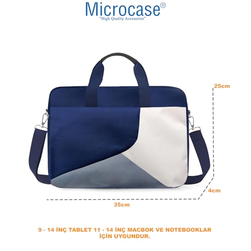 Microcase Huawei Matepad 12X 12 inch Tablet için Tablet Çantası 2 Bölmeli AL4228 Lacivert Gri Krem