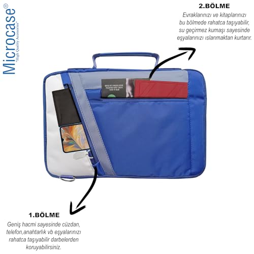 Microcase Huawei Matepad 12X 12 inch Tabletler için Omuz Askılı El Tutacaklı Universal Sleeve Taşıma Çantası AL4346 Lacivert Krem Gri