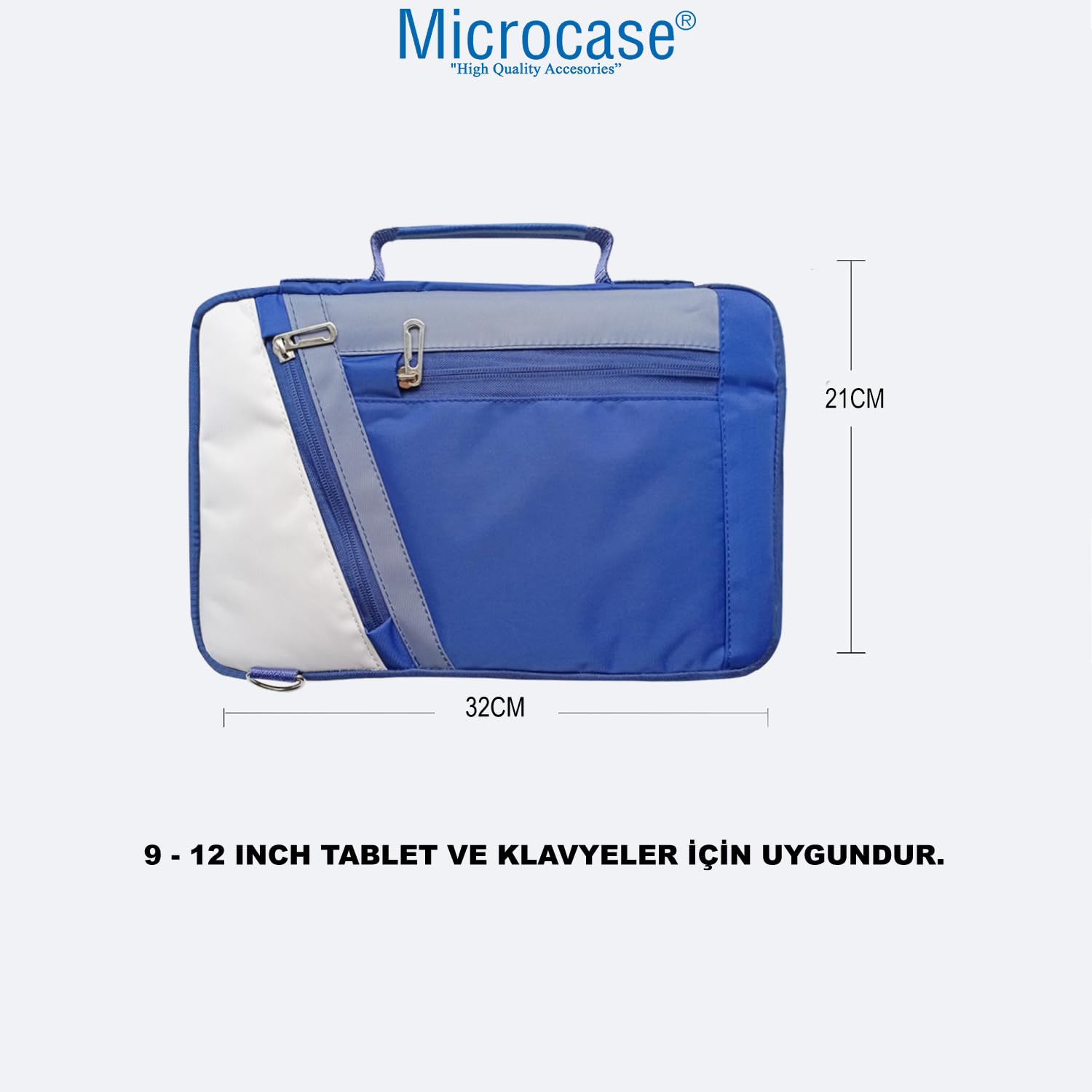 Microcase Huawei Matepad 12X 12 inch Tabletler için Omuz Askılı El Tutacaklı Universal Sleeve Taşıma Çantası AL4346 Lacivert Krem Gri