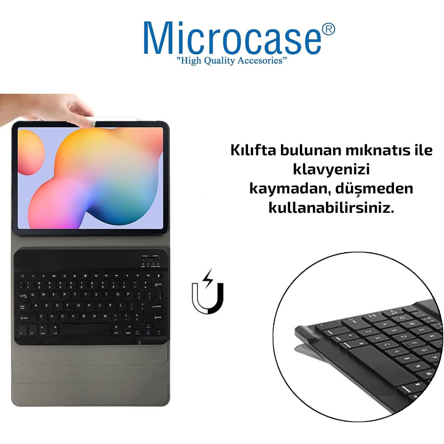 Microcase Huawei MatePad SE 11 Tablet Uyumlu Bluetooth Klavyeli Standlı Kılıf - BKK4