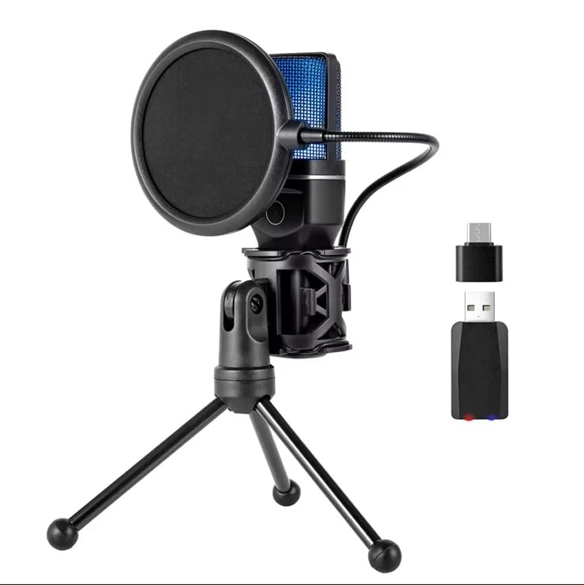 Coverzone RGB Kablosuz Bilgisayar Mikrofon 20-20kHz ANC Gürültü Engelleme Profesyonel Podcast Mikrofon Kiti Tak Çalıştır USB Pc Dizüstü Bilgisayar Için Vlog Canlı Yayın Yanmai SF-777W (SF-777W)