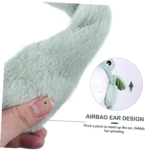 DEARMAMY 1 Bilgisayar Peluş Kulaklıklar ısıtıcılar Kurbağa Tavşan Kuyruğu Ve Kulakları Tavşanı Kulakları Tavşan Kulakları Peluş Kulaklıklar Kuyruk Suni Yün Green