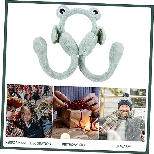 DEARMAMY 1 Bilgisayar Peluş Kulaklıklar ısıtıcılar Kurbağa Tavşan Kuyruğu Ve Kulakları Tavşanı Kulakları Tavşan Kulakları Peluş Kulaklıklar Kuyruk Suni Yün Green
