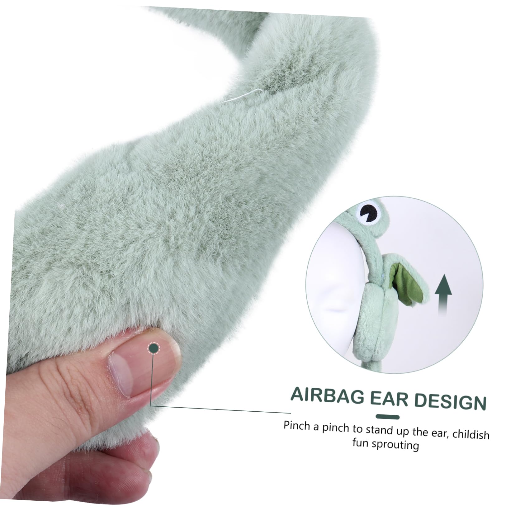 DEARMAMY 1 Bilgisayar Peluş Kulaklıklar ısıtıcılar Kurbağa Tavşan Kuyruğu Ve Kulakları Tavşanı Kulakları Tavşan Kulakları Peluş Kulaklıklar Kuyruk Suni Yün Green