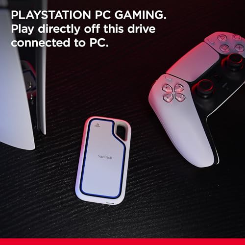 SanDisk Playstation 5 ve PC's 2TB için Extreme Portable SSD, NVMe-SSD Performans, 1000 MB/s'ye kadar okuma hızı, IP65 su ve toz koruması, düşme güvenliği, Discord Nitro 1 ay