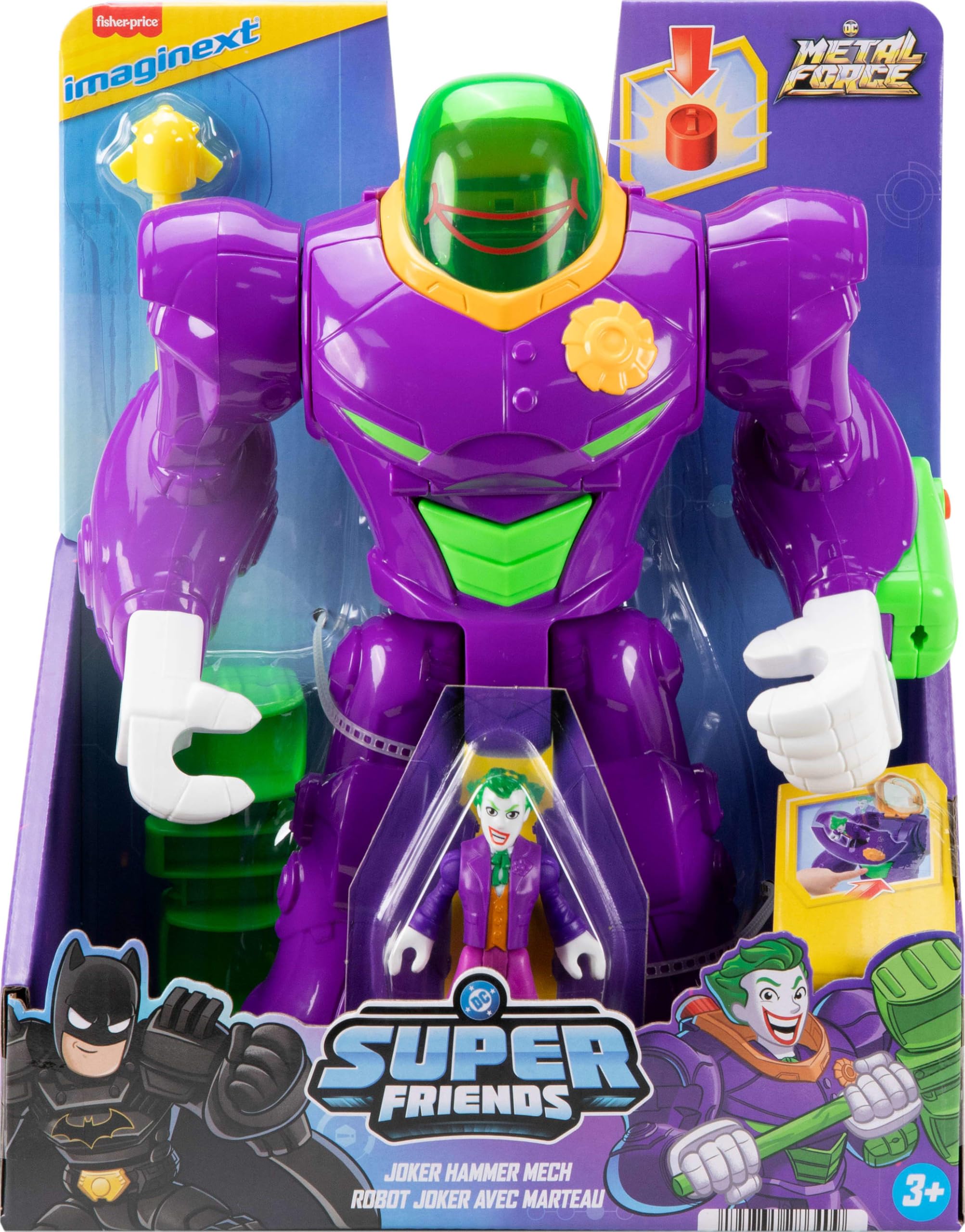 Fisher-Price Imaginext DC Super Friends Joker'in Çekiçli Mekanik Robotu, 7,5 cm'lik aksiyon figürü v