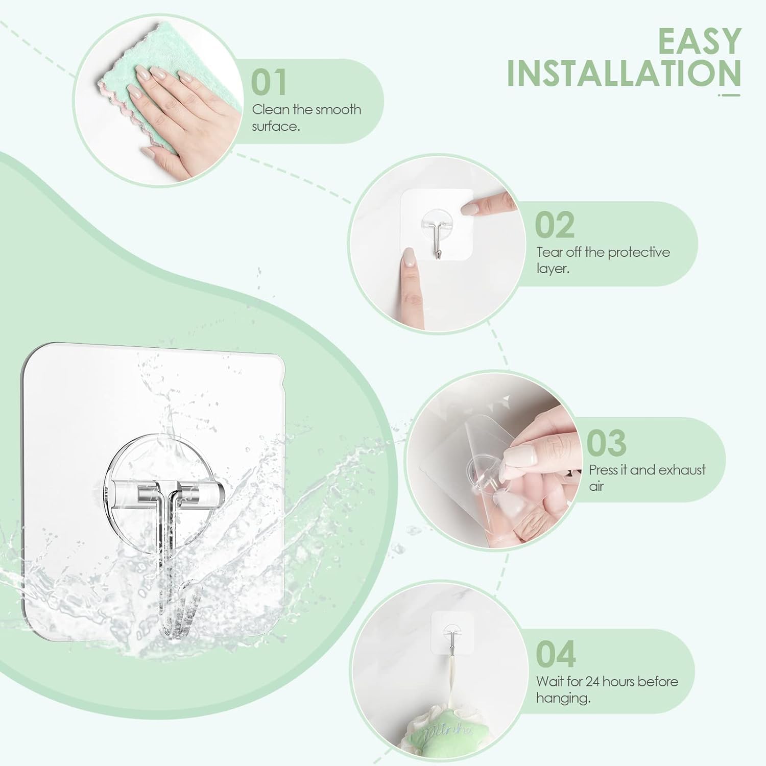 AEE® 10 Adet Şeffaf Duvar Askısı İz Bırakmayan Güçlü Yapışkanlı Kapı Arkası Banyo Mutfak Düzenleyici Metal Kanca Askılık
