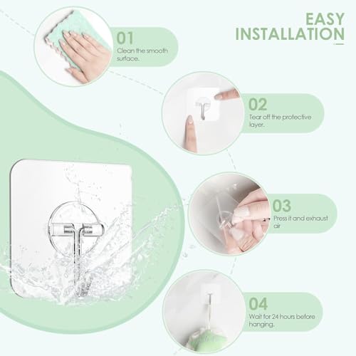 AEE® 10 Adet Şeffaf Duvar Askısı İz Bırakmayan Güçlü Yapışkanlı Kapı Arkası Banyo Mutfak Düzenleyici Metal Kanca Askılık