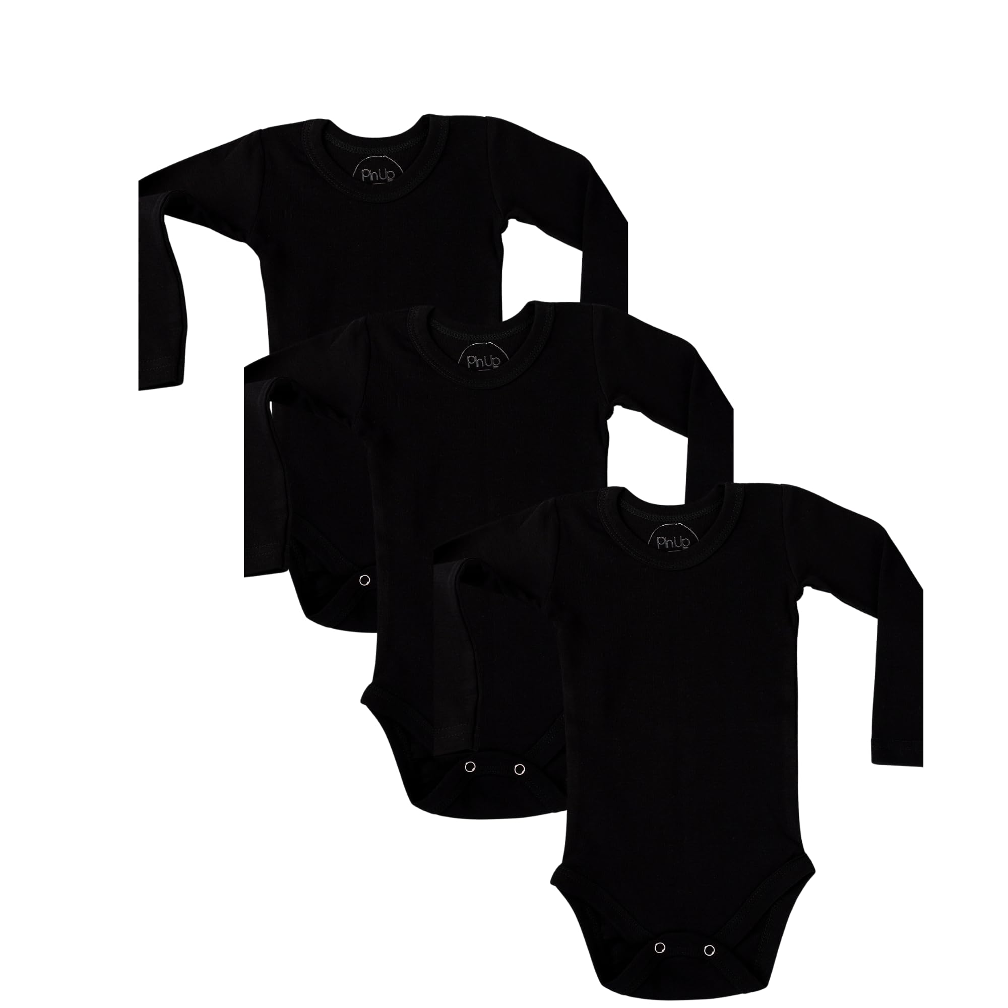 Pinuptex® 3'lü Uzun Kollu Bebek Zıbın Seti 100% Pamuklu Ribana Çıtçıtlı Atlet, Body Zıbın Unisex (3