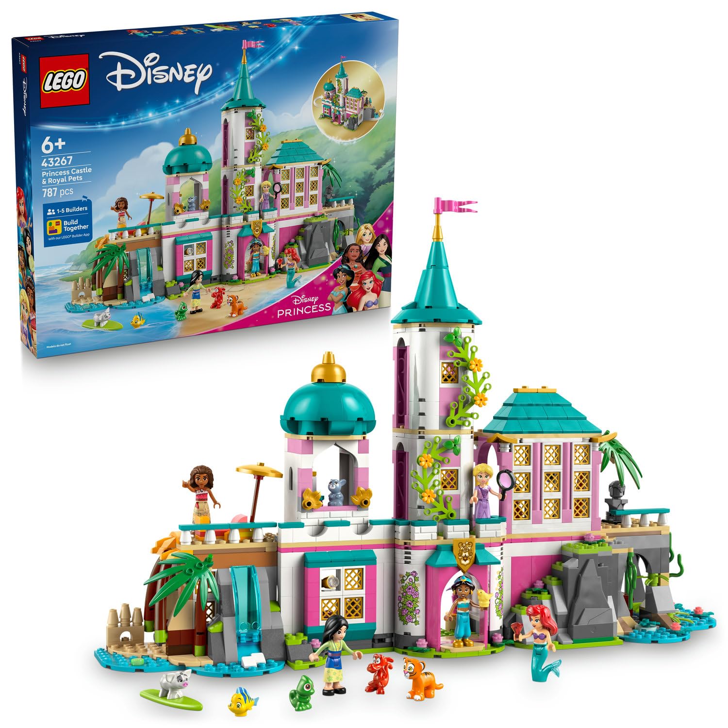 LEGO Disney Princess Prenses Şatosu ve Kraliyet Hayvanları 43267-6 Yaş ve Üzeri Prenses Seven Çocuklar için Şato ve Hayvan Figürleri İçeren Yaratıcı Oyuncak Yapım Seti, Doğum Günü Hediyesi (787 Parça)