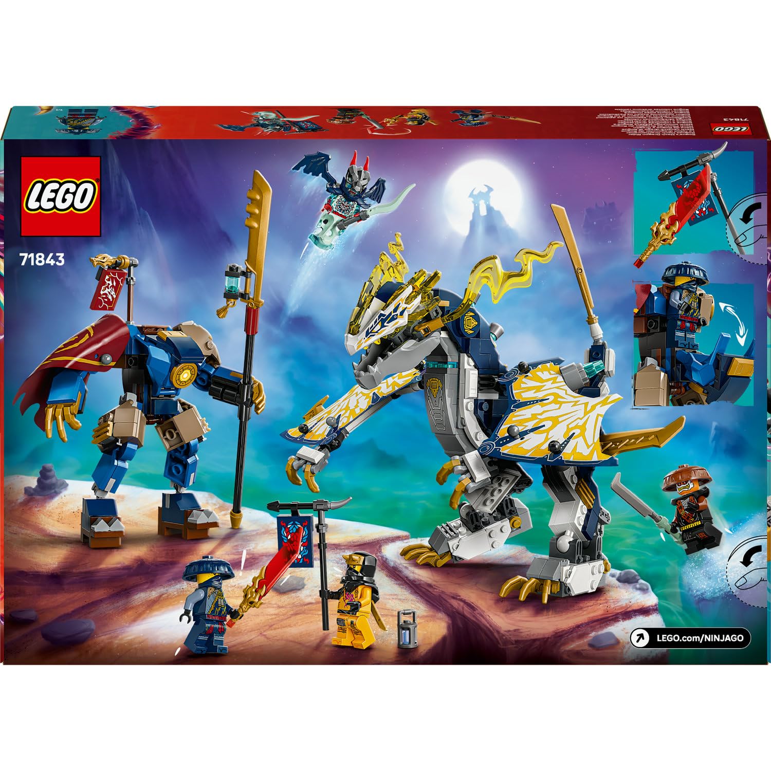 LEGO NINJAGO Rogue’un Robot Ejderha Binicisi 71843-8 Yaş ve Üzeri Kız ve Erkek Çocuklar için Hareket Ettirilebilir bir Ejderha Figürü ve 4 Minifigür İçeren Yaratıcı Oyuncak Yapım Seti (584 Parça)