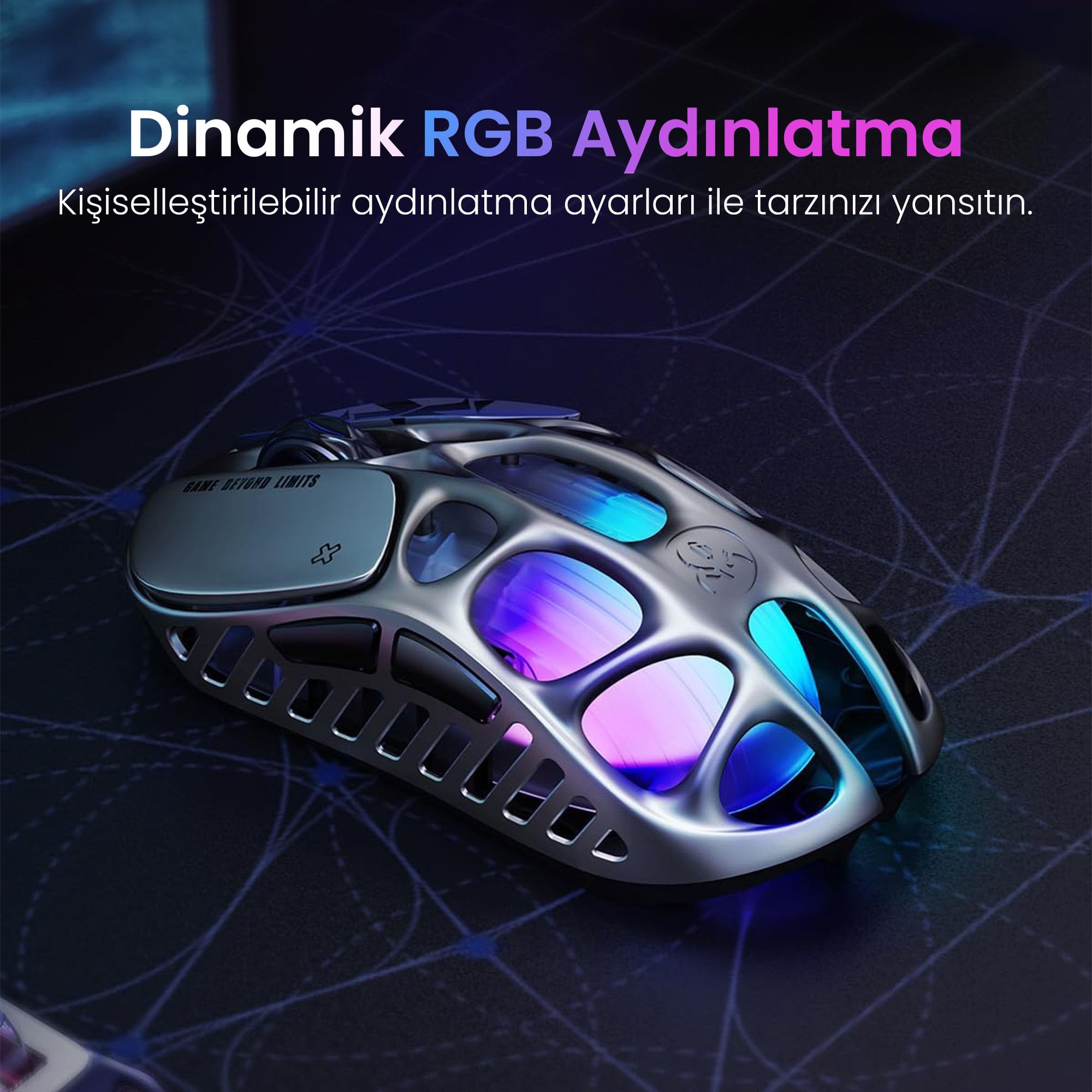 GravaStar Mercury X Pro Kablosuz Oyun Faresi - 32.000 DPI PAW 3950 Sensör, 8.000Hz Yoklama Hızı, Mag