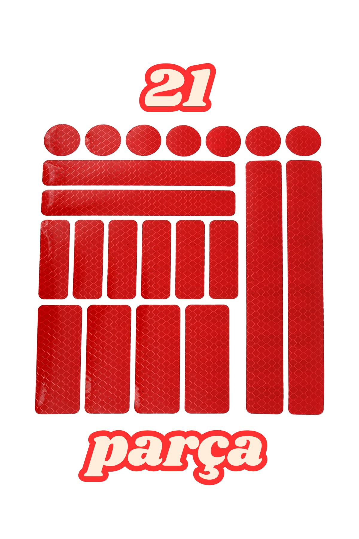 21 Parça Yansıtıcı Sticker Seti, Kırmızı, Motorsuz/Motorlu Araçlar için (Kırmızı)