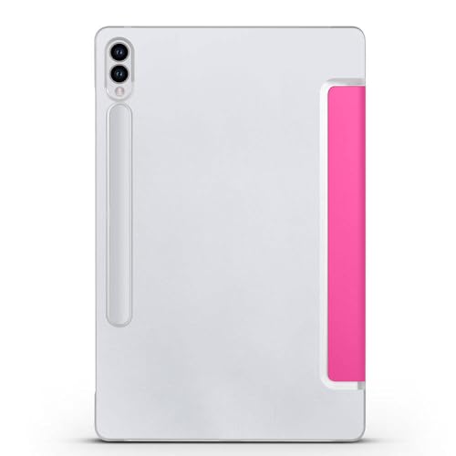 Babilden Samsung Galaxy Tab S9 FE Plus/Galaxy Tab S10 Plus Tablet ile Uyumlu Tablet Kılıfı Smart Cover Uyku Modlu Standlı Arkası Sert Şeffaf Kapak Pembe