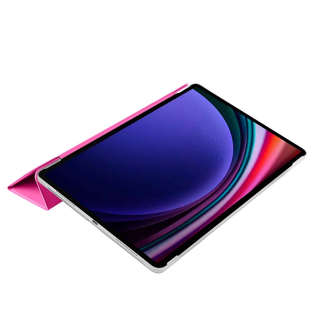 Babilden Samsung Galaxy Tab S9 FE Plus/Galaxy Tab S10 Plus Tablet ile Uyumlu Tablet Kılıfı Smart Cover Uyku Modlu Standlı Arkası Sert Şeffaf Kapak Pembe
