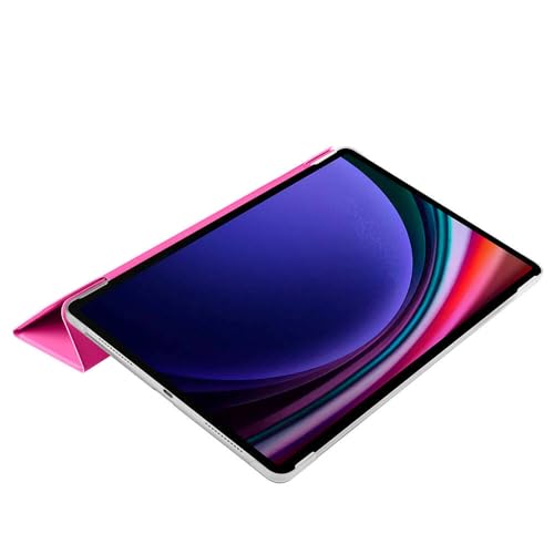 Babilden Samsung Galaxy Tab S9 FE Plus/Galaxy Tab S10 Plus Tablet ile Uyumlu Tablet Kılıfı Smart Cover Uyku Modlu Standlı Arkası Sert Şeffaf Kapak Pembe