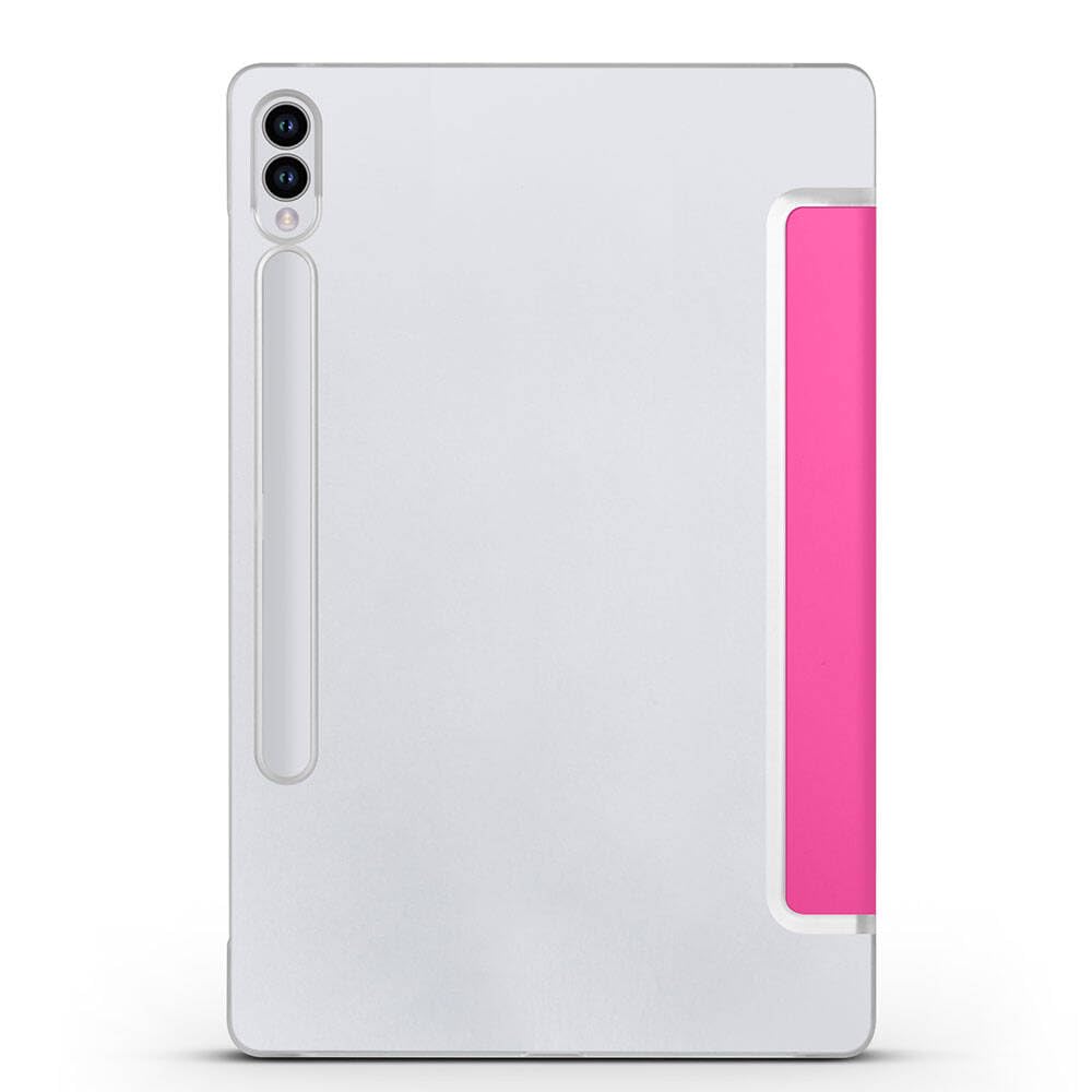 Babilden Samsung Galaxy Tab S9 FE Plus/Galaxy Tab S10 Plus Tablet ile Uyumlu Tablet Kılıfı Smart Cover Uyku Modlu Standlı Arkası Sert Şeffaf Kapak Pembe