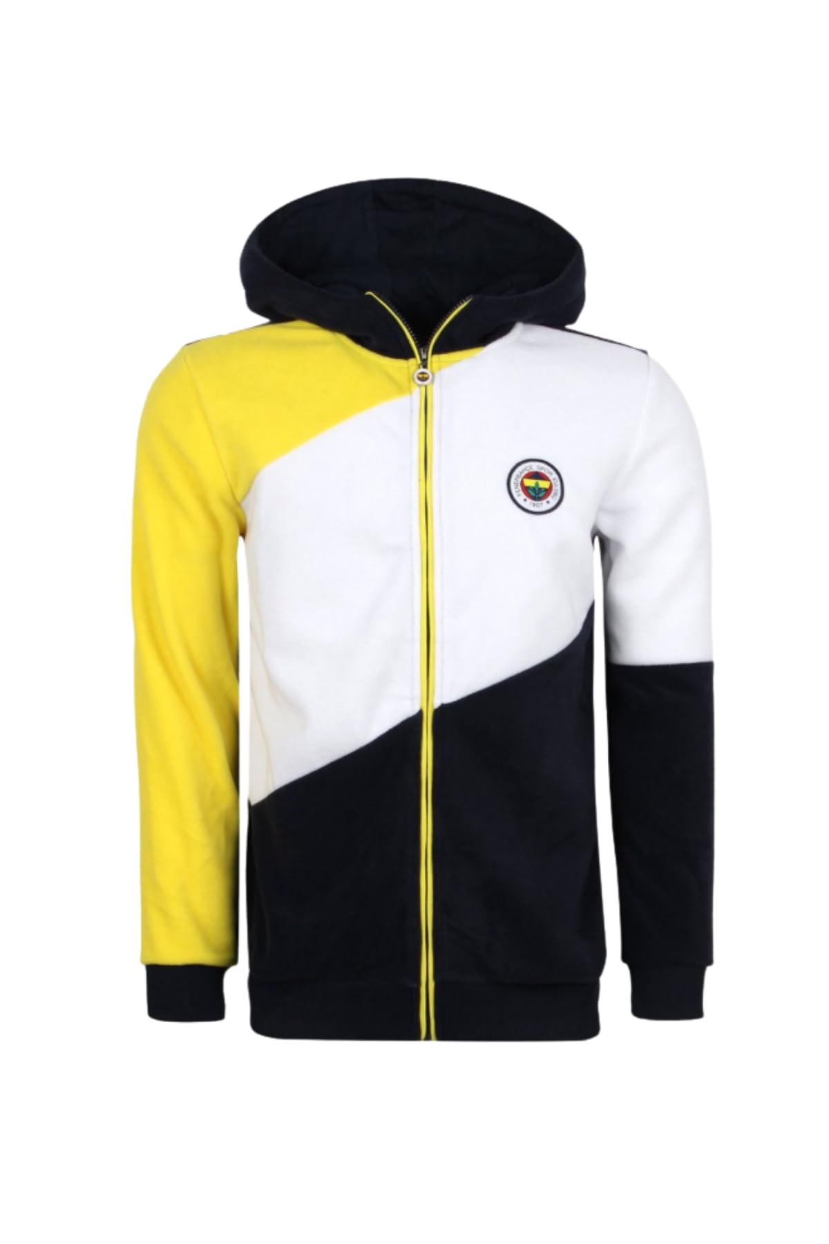 Fenerbahçe Orijinal Lisanslı Polar Sarı Lacivert Kapüşonlu Sweat (Sarı - Lacivert, L)
