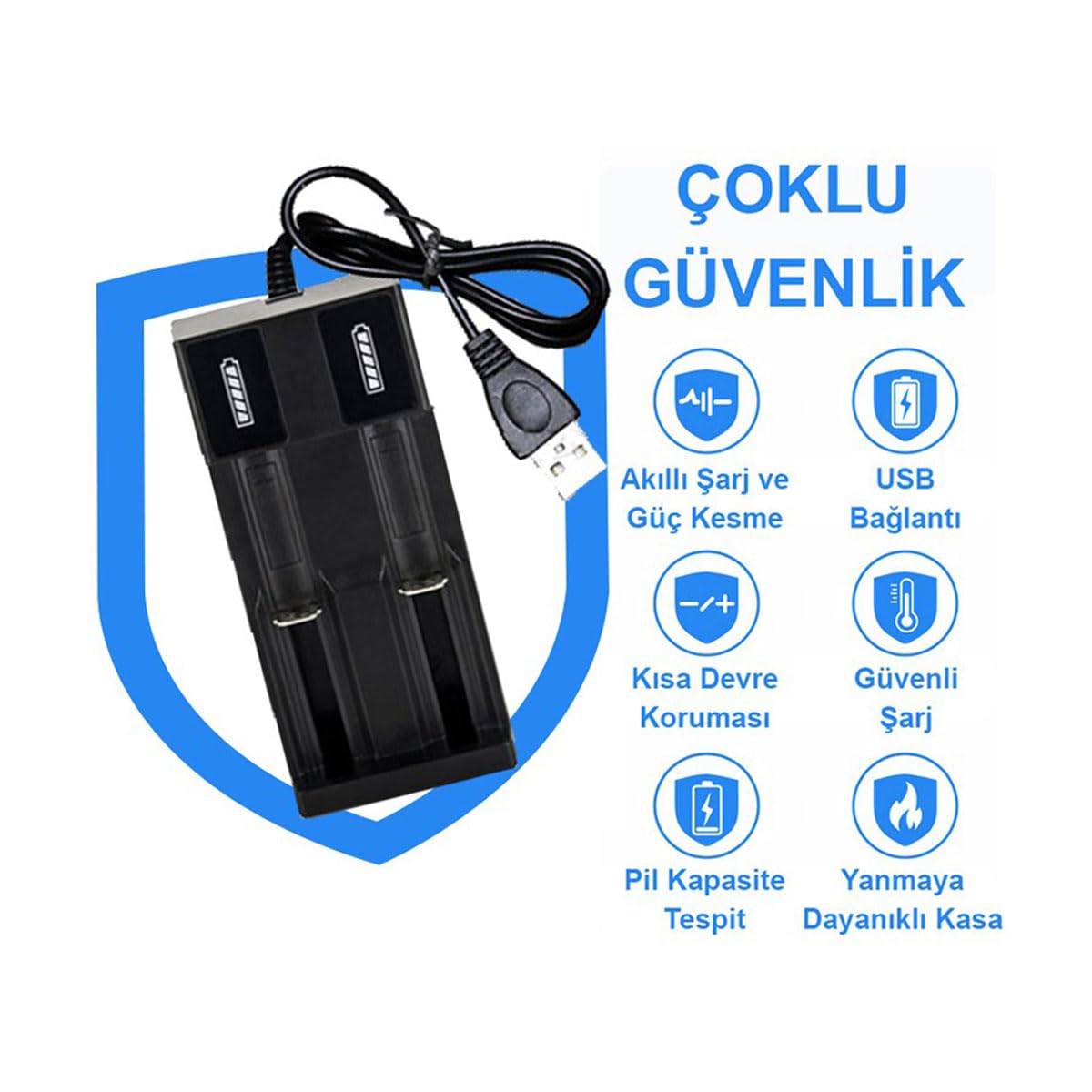 Greentech Pil Şarj Aleti (İki Yuvalı) - Lityum Pil Şarj Cihazı/GT-BC02
