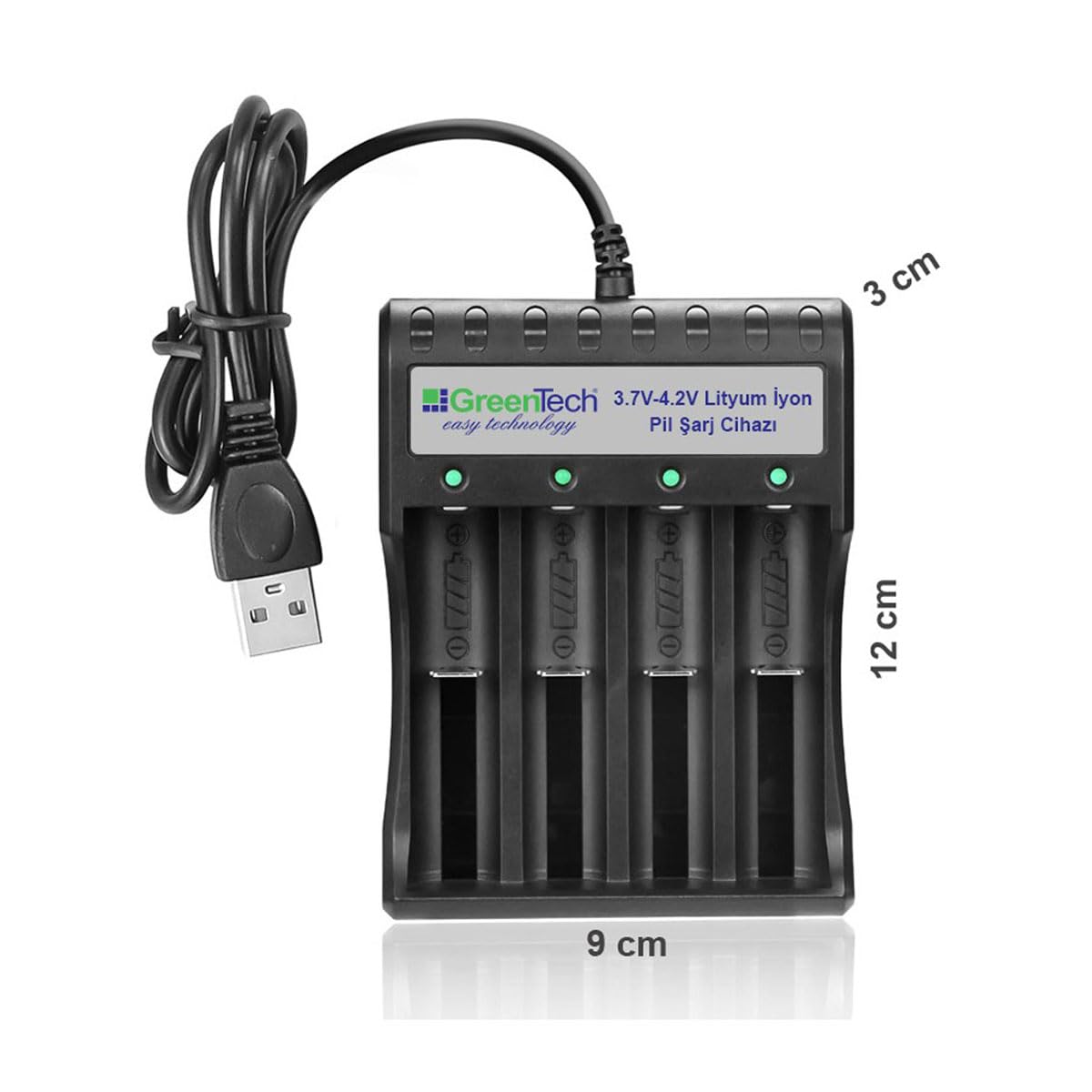 Greentech 3.7 – 4.2 Lityum İyon Pil Şarj Cihazı (Dört Yuvalı) / GT-BC05