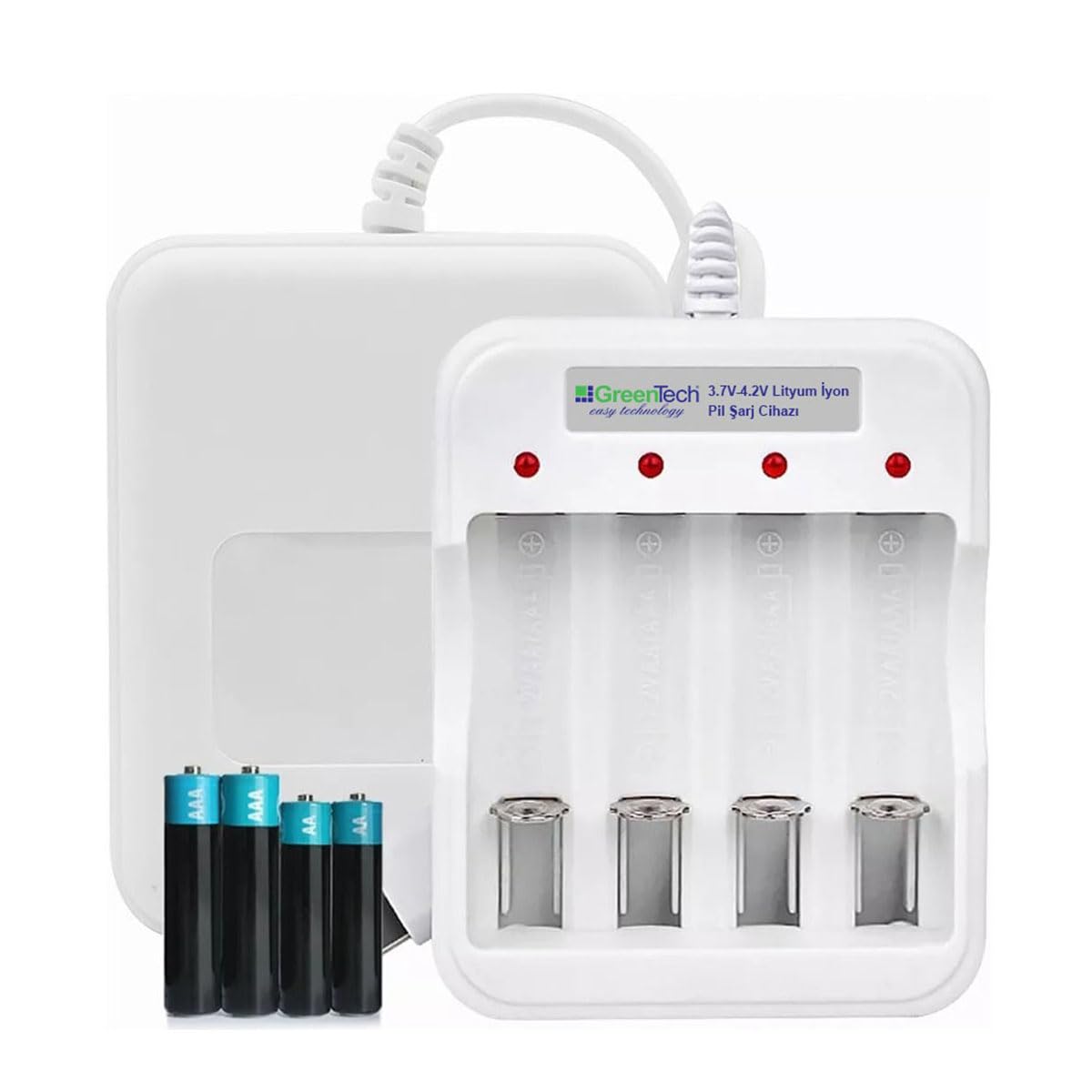 Greentech Pil Şarj Cihazı (Dört Yuvalı) - 1.2V Ni-Mh/Ni-Cd AA/AAA/GT-BC04