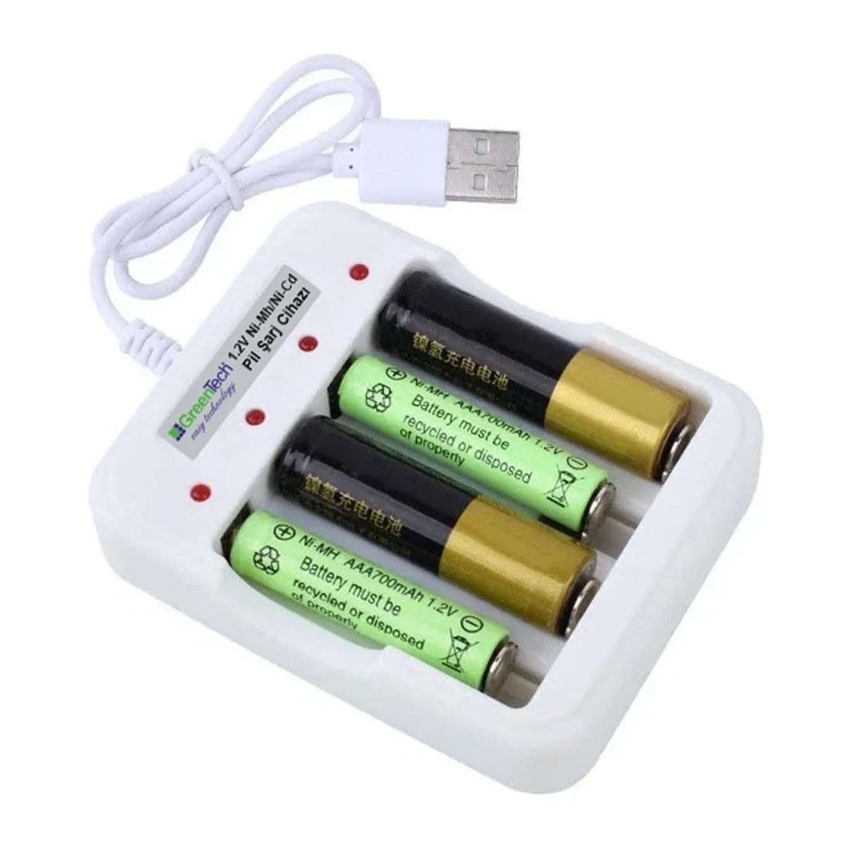 Greentech Pil Şarj Cihazı (Dört Yuvalı) - 1.2V Ni-Mh/Ni-Cd AA/AAA/GT-BC04