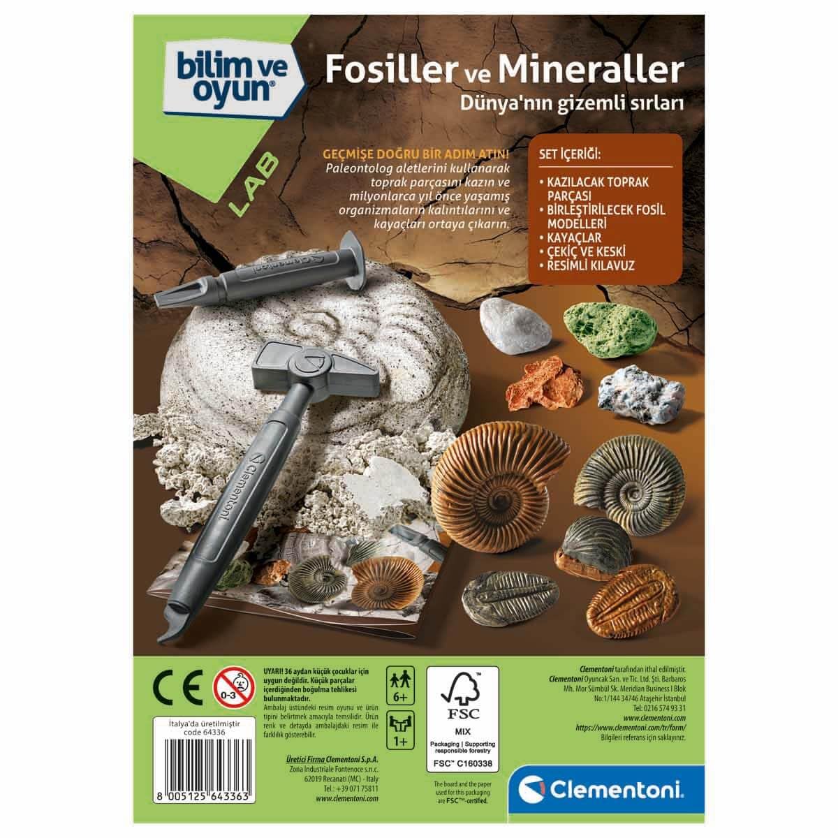 Bilim ve Oyun Fosiller ve Mineraller Kazı Seti