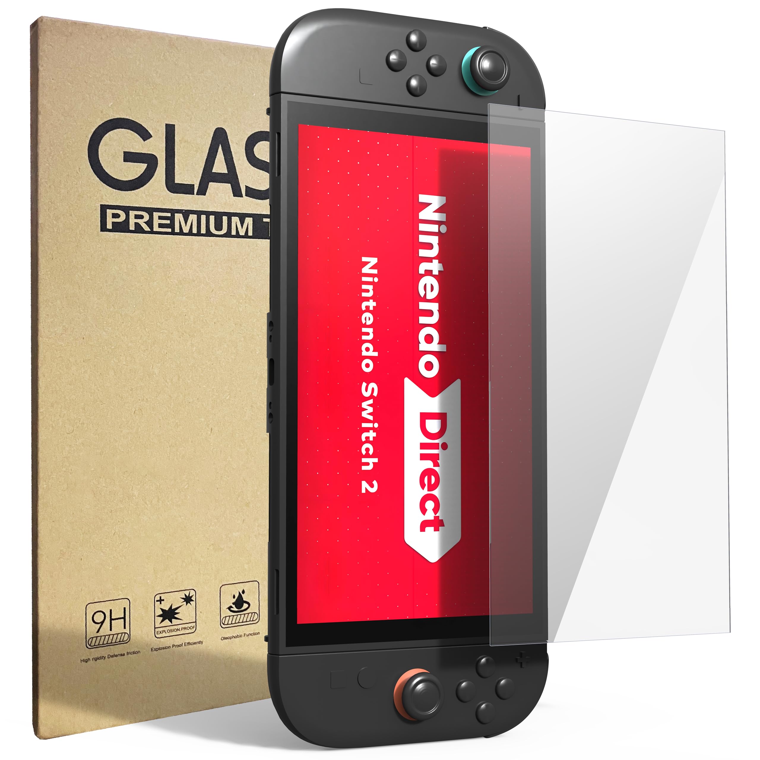 GAMSURFING Temperli Cam Ekran Koruyucu Nintendo New Switch 2 [7,9 ''] Model 2025, En İyi 9H Sertlik, HD Şeffaf, Tam Kapsama Alanı, Ultra İnce 0,25 mm, Nintendo Switch 2 Konsolu için Aksesuarlar