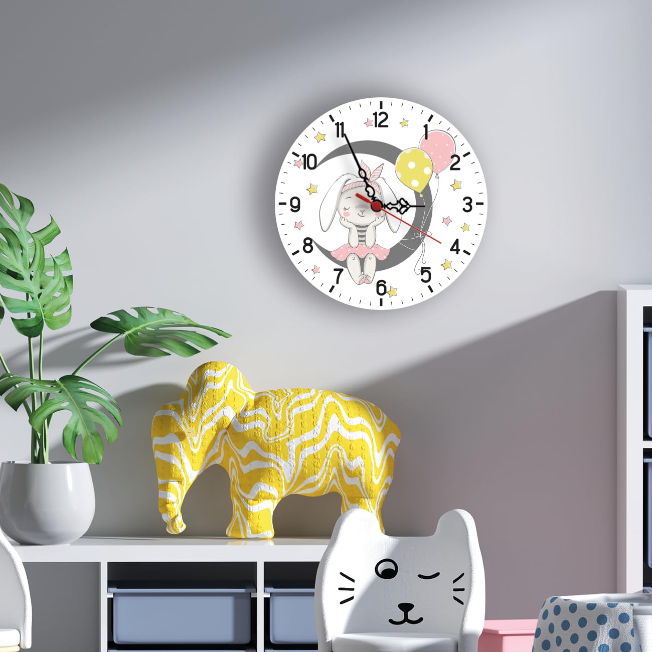 Bebek Çocuk Odası Öğretici Sessiz Akar 28cm Duvar Saati UV Dijital Baskı Saat Mdl0022