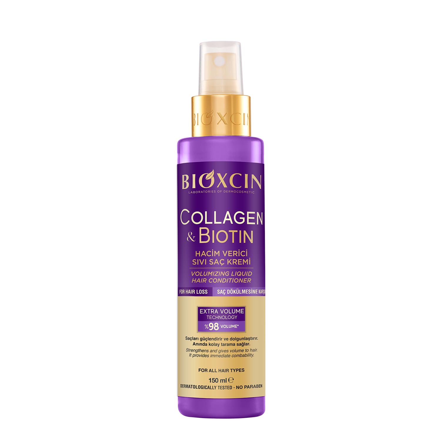 Bioxcin Collagen & Biotin Hacim Veren Sıvı Saç Kremi 150 ml – İnce Telli ve Hacimsiz Saçlar İçin Dolgunlaştırıcı ve Nemlendirici Bakım Spreyi