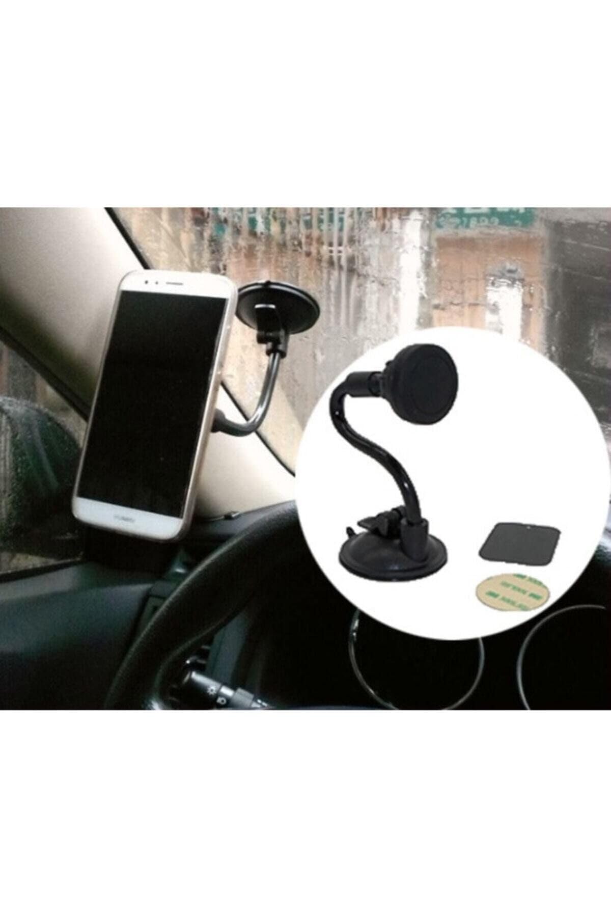 Teknosepetim Ankac Ön Cama Yapışan Manyetik Mıknatıslı Vantuzlu Araç Oto Araba Içi Telefon Tutucu Siyah