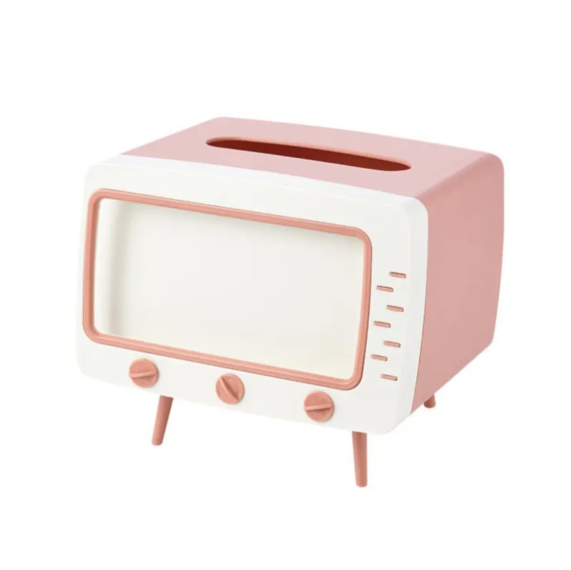 Masaüstü Retro Telefon Tutucu, Masaüstü Peçetelik Cep Telefonu Standı, (PEMBE DEKORATİF ŞIK)