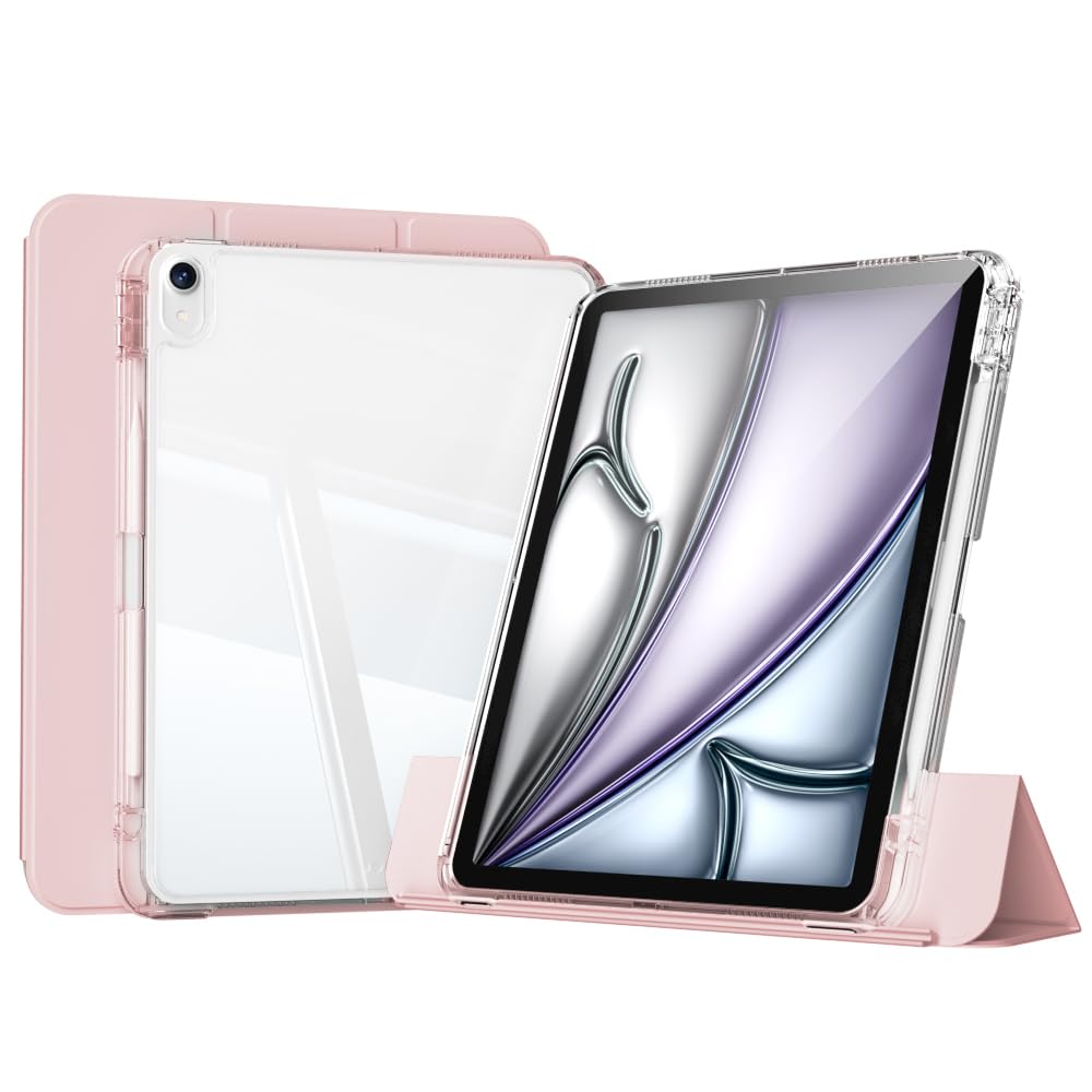 Zore Apple ile uyumlu iPad Air 11 2025 M3 Kılıf Magnetik Ayrılabilen Airbagli Zore Sliding Tablet Kılıfı Pembe Açık