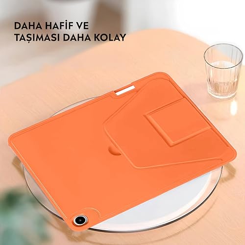 Babilden Samsung Tablet İle Uyumlu Kılıf Lüks Kadife İç Kaplamalı Suni Deri Mıknatıslı Standlı Tablet Arka Kapak (Turuncu, Tab A9 X110/Galaxy Tab A11)