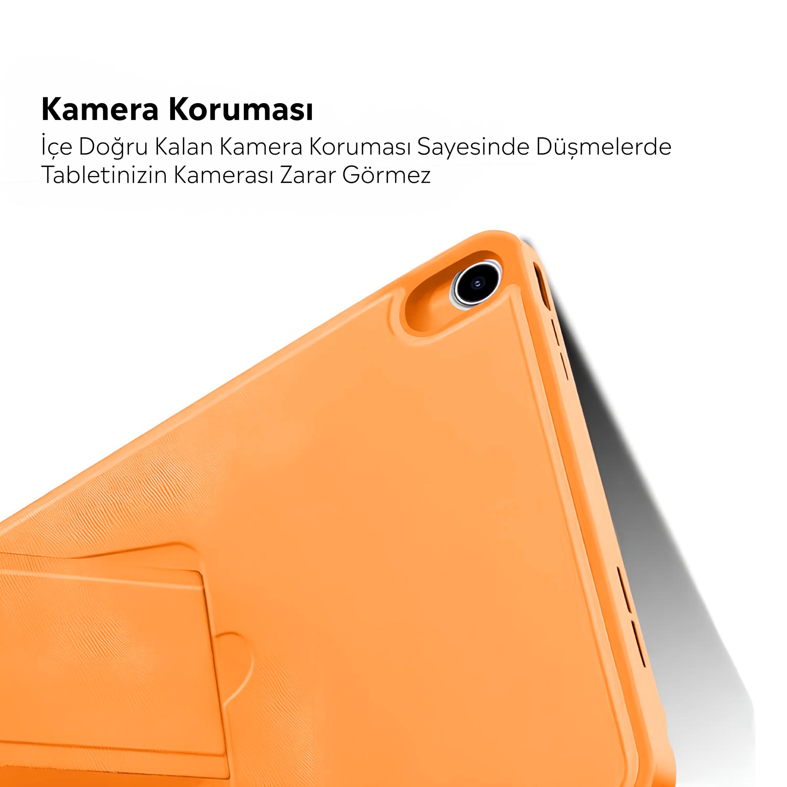 Babilden Samsung Tablet İle Uyumlu Kılıf Lüks Kadife İç Kaplamalı Suni Deri Mıknatıslı Standlı Tablet Arka Kapak (Turuncu, Tab A9 X110/Galaxy Tab A11)