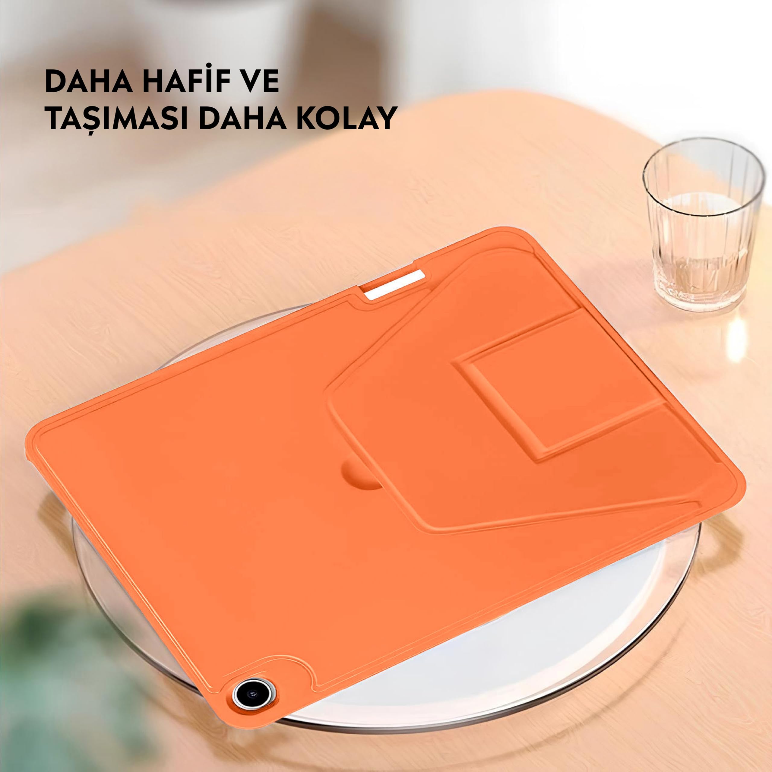 Babilden Samsung Tablet İle Uyumlu Kılıf Lüks Kadife İç Kaplamalı Suni Deri Mıknatıslı Standlı Tablet Arka Kapak (Turuncu, Tab A9 X110/Galaxy Tab A11)