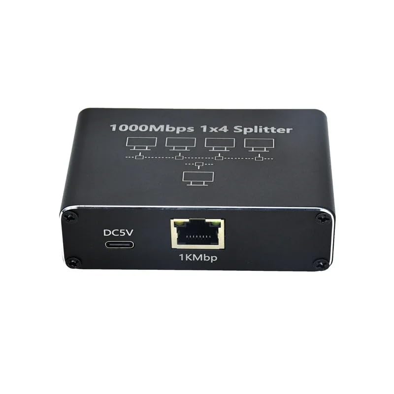 Coverzone 1 Gigabit Ethernet Anahtarı 4 Bağlantı Noktalı 1000Mbps, RJ45 1 ila 4 Ethernet Splitter, RJ45 LAN Ağ Anahtarı 1-2 Gigabit Ağ Bölücü, Bilgisayar, HUB, Anahtar, Yönlendirici ZR889