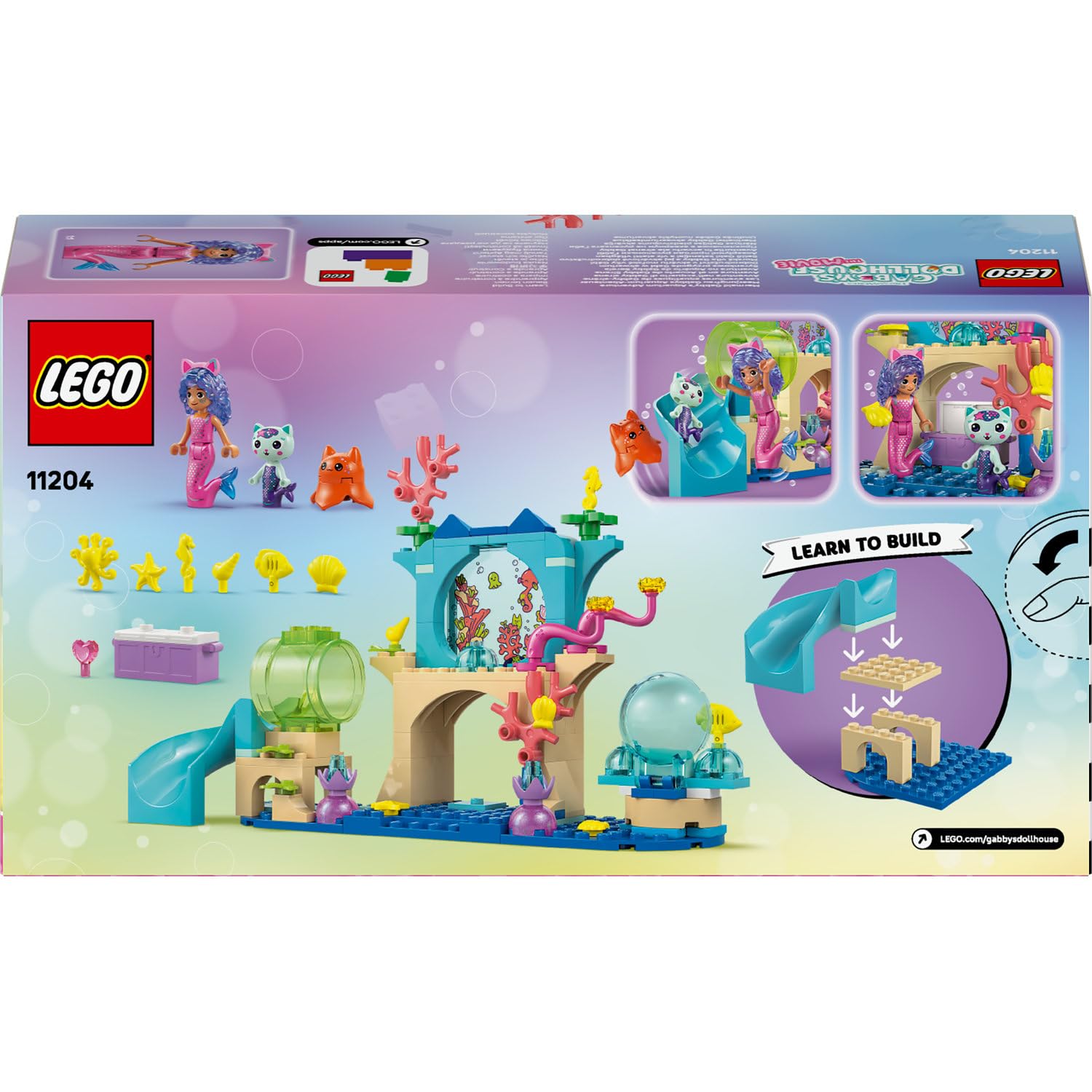 LEGO Gabby’s Dollhouse Deniz Kızı Gabby’nin Akvaryum Macerası 11204-4 Yaş ve Üzeri Deniz ve Okyanus Seven Çocuklar için Okyanus Hayvanları İçeren Yaratıcı Oyuncak Yapım Seti, Hediye Fikri(103 Parça)