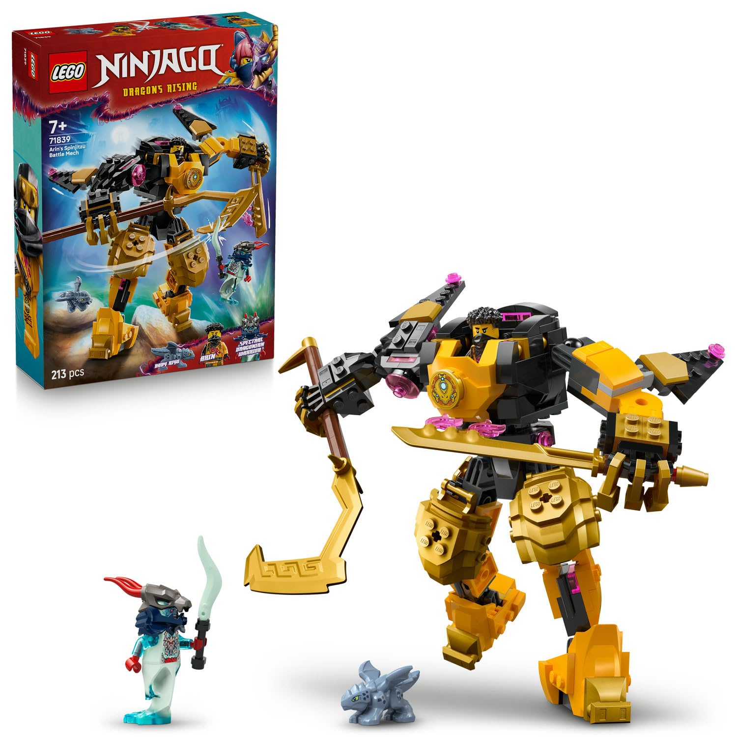 LEGO NINJAGO Arin’in Spinjitzu Savaş Robotu 71839-7 Yaş ve Üzeri Çocuklar için Arin ve Hayalet Ejderinsan Savaşçı Minifigürleri ve Ejderha Modeli İçeren Yaratıcı Oyuncak Yapım Seti (213 Parça)