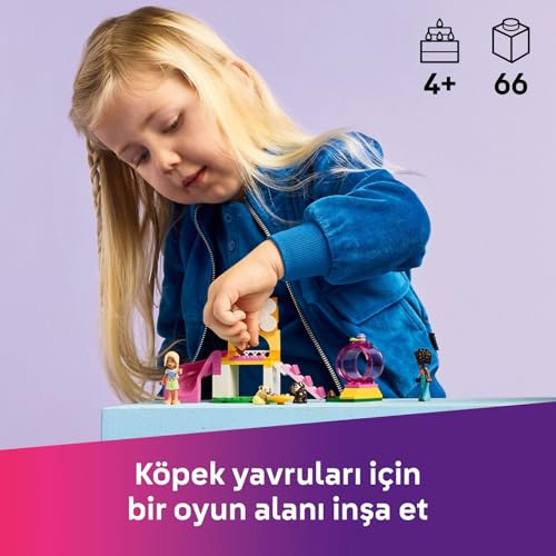 LEGO Friends Yavru Köpek Oyun Parkı 42665-4 Yaş ve Üzeri Kız ve Erkek Çocuklar için 3 Köpek Figürü ile Aliya ve Sara Mini Bebekleri İçeren Yaratıcı Oyuncak Yapım Seti, Hediye Fikri (66 Parça)