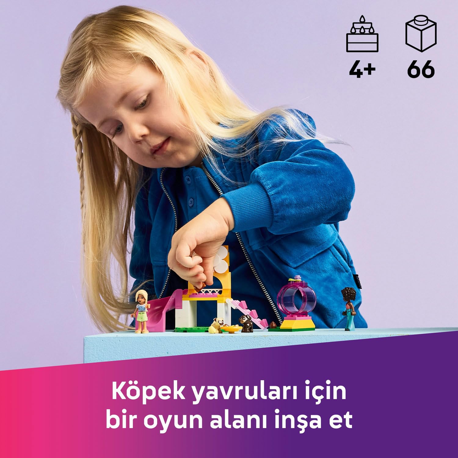 LEGO Friends Yavru Köpek Oyun Parkı 42665-4 Yaş ve Üzeri Kız ve Erkek Çocuklar için 3 Köpek Figürü ile Aliya ve Sara Mini Bebekleri İçeren Yaratıcı Oyuncak Yapım Seti, Hediye Fikri (66 Parça)