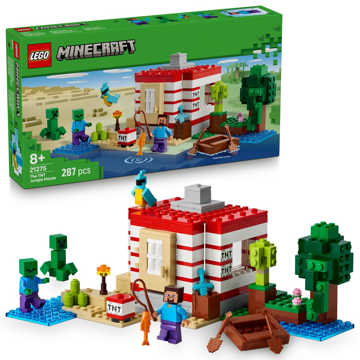 LEGO Minecraft TNT Büyük Orman Evi 21275-8 Yaş ve Üzeri Minecraft Hayranı Çocuklar için Video Oyunu Temalı, Koleksiyonluk Yaratıcı Oyuncak Yapım Seti, Doğum Günü Hediyesi Fikri (287 Parça)